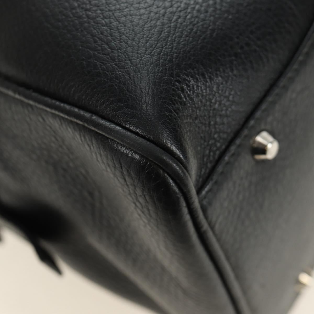 Christian Dior Boston Bag Leather Black Silver Auth 184720SAM