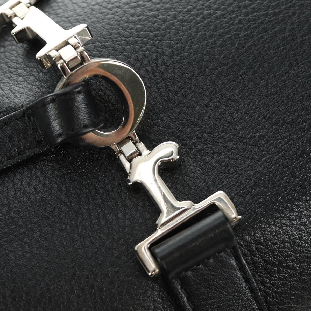 Christian Dior Boston Bag Leather Black Silver Auth 184720SAM