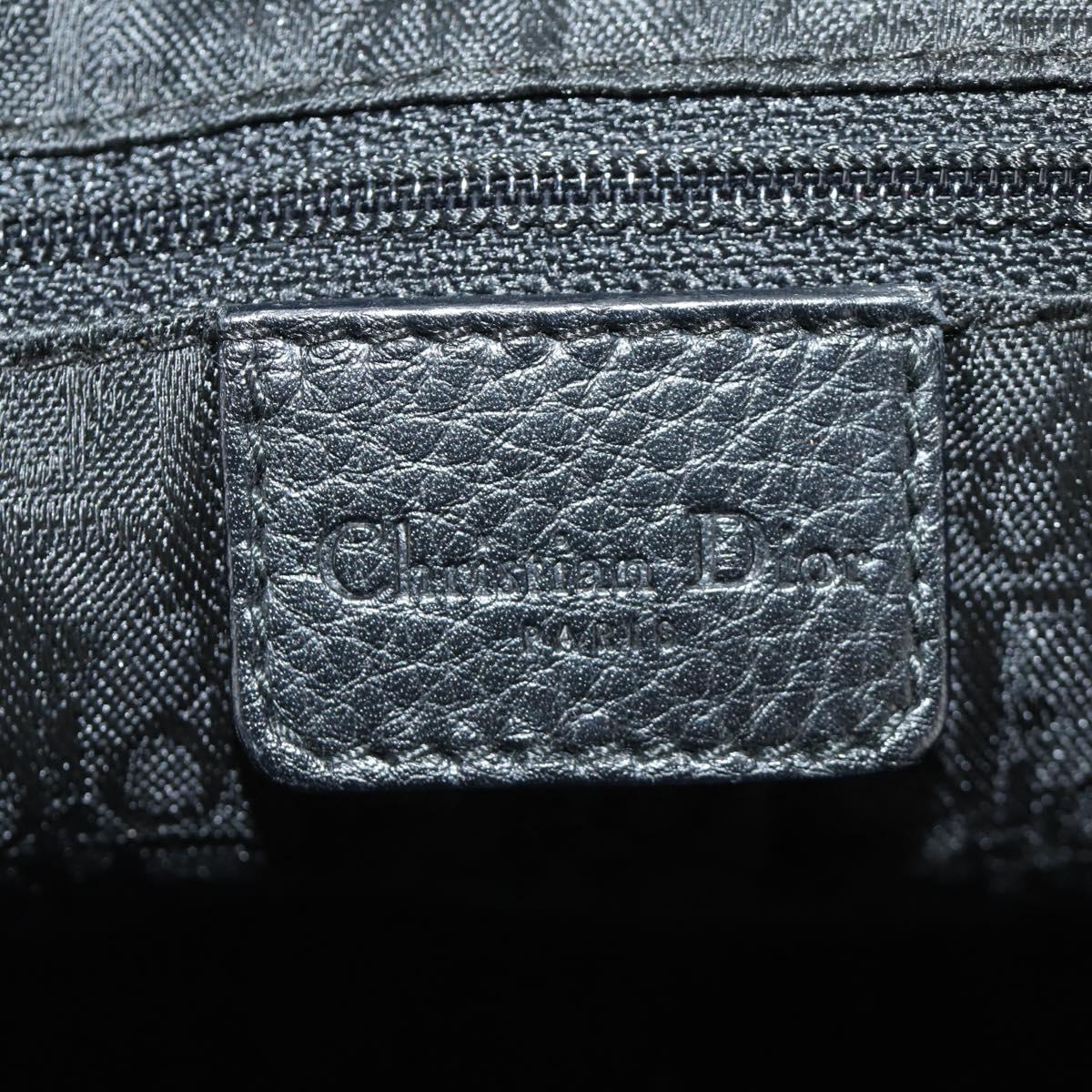 Christian Dior Boston Bag Leather Black Silver Auth 184720SAM