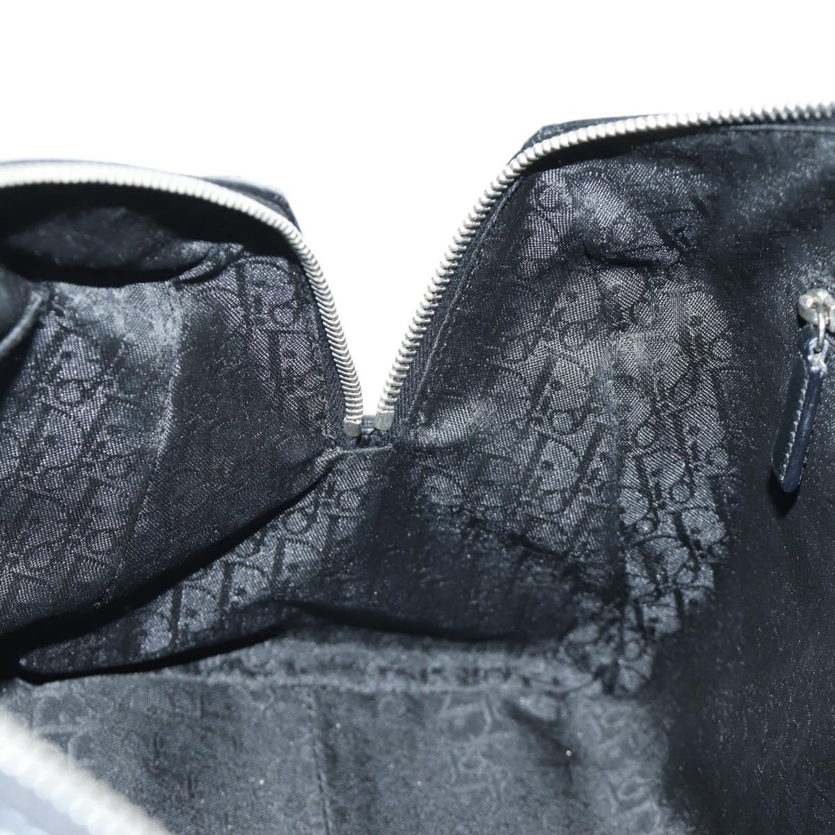Christian Dior Boston Bag Leather Black Silver Auth 184720SAM