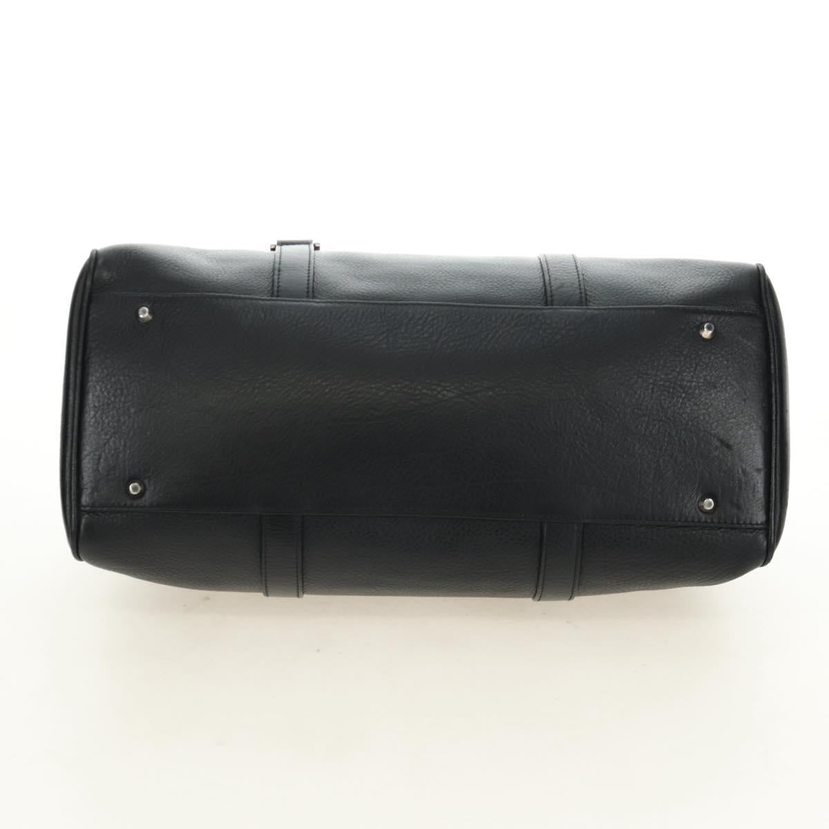 Christian Dior Boston Bag Leather Black Silver Auth 184720SAM