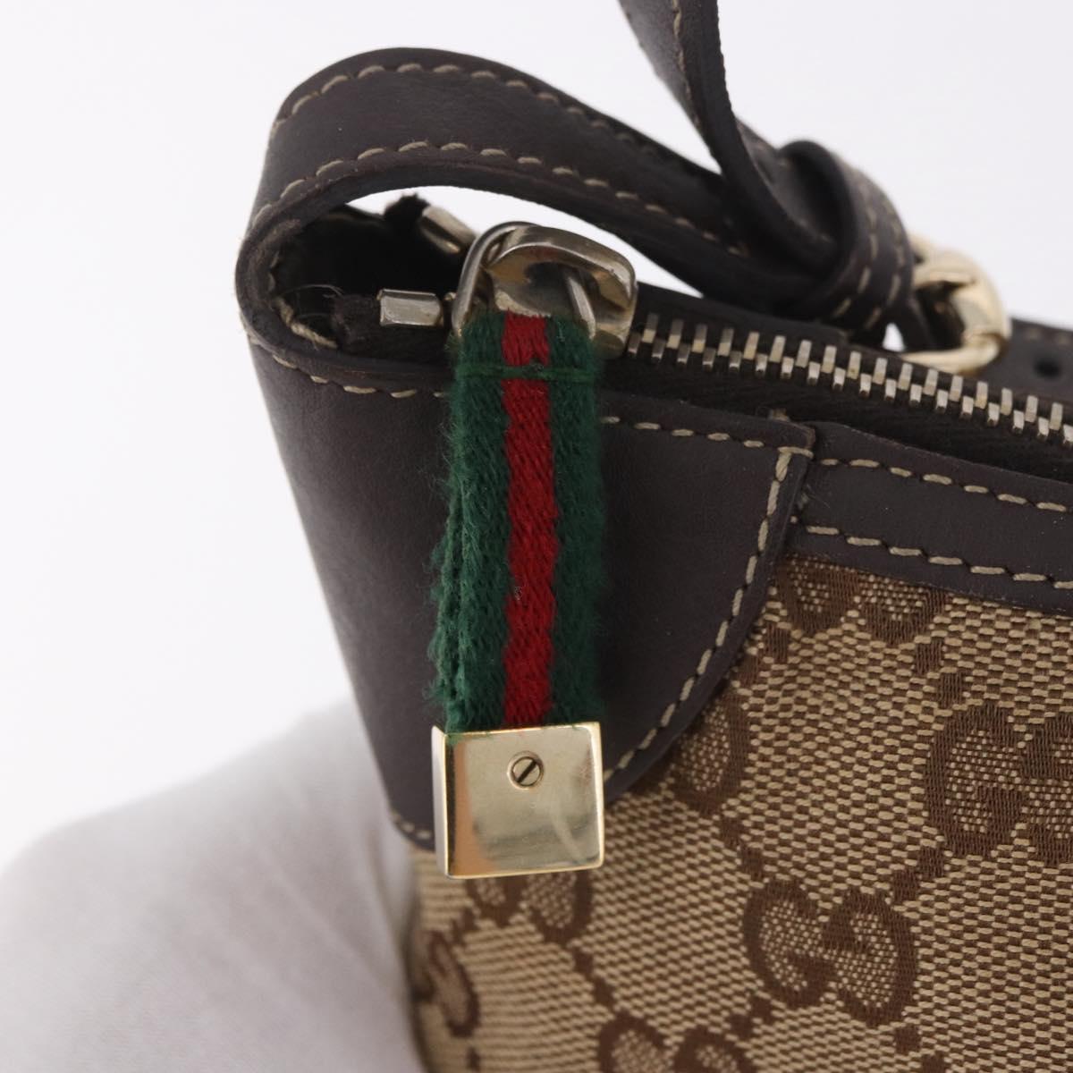 GUCCI GG Canvas Accessory Pouch Beige Gold 224093 Auth 184722A