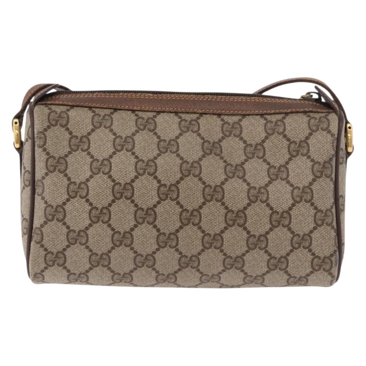GUCCI GG Supreme Web Sherry Line Bag PVC Beige Gold 89 02 018 Auth 184723