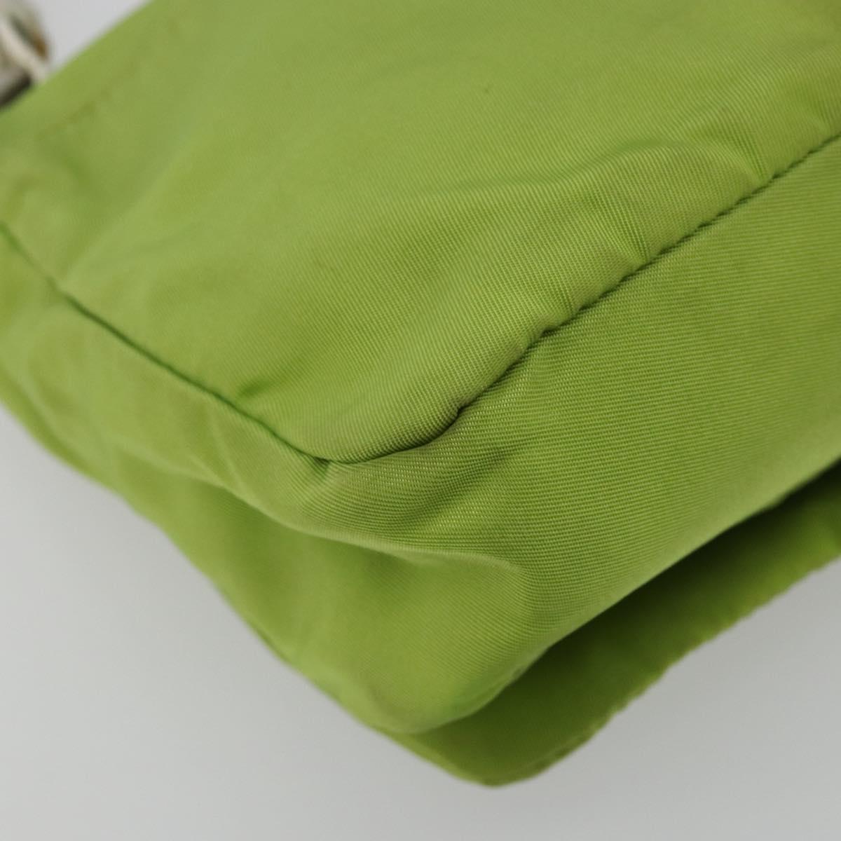 PRADA Shoulder Bag Nylon Green Silver Auth 184724A
