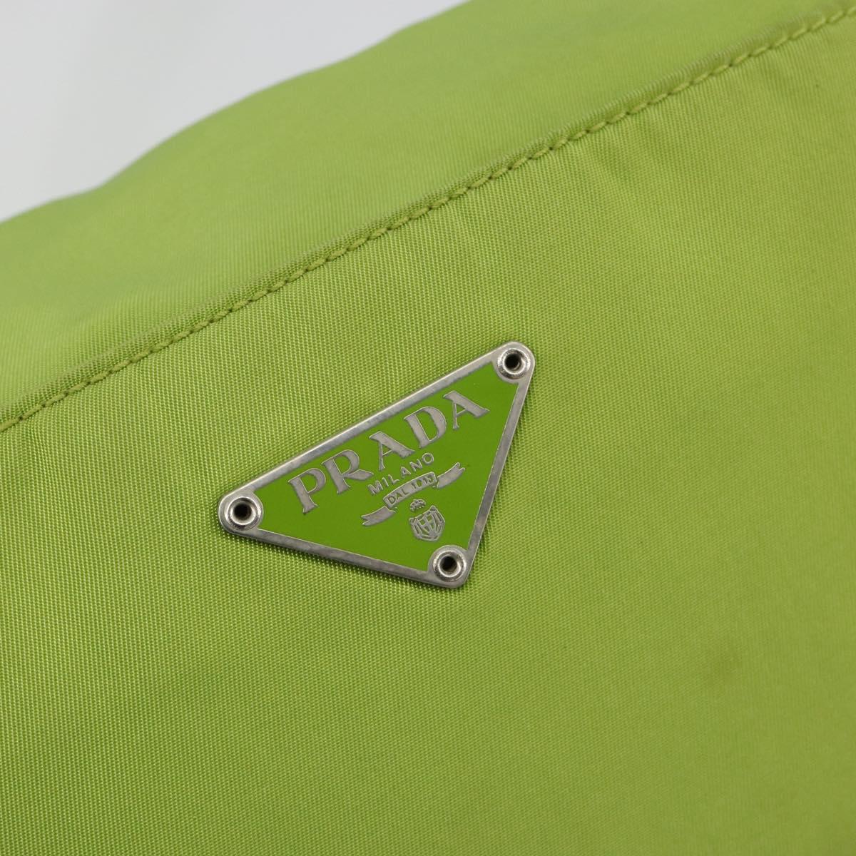 PRADA Shoulder Bag Nylon Green Silver Auth 184724A