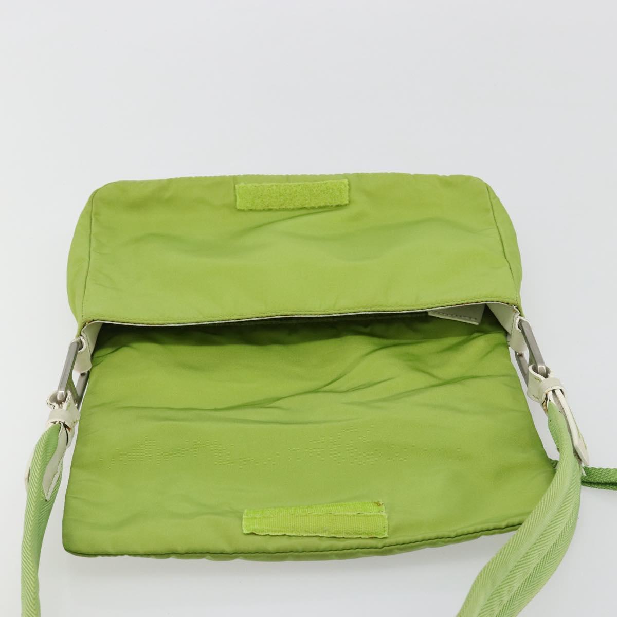 PRADA Shoulder Bag Nylon Green Silver Auth 184724A