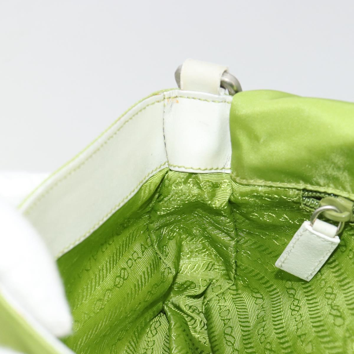 PRADA Shoulder Bag Nylon Green Silver Auth 184724A