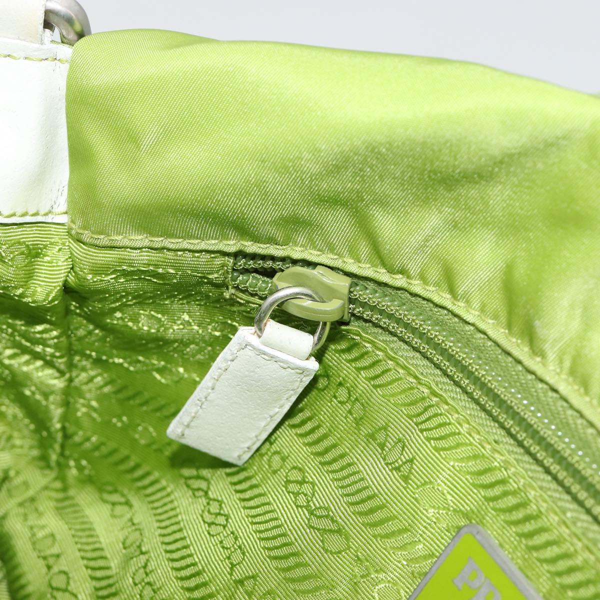 PRADA Shoulder Bag Nylon Green Silver Auth 184724A