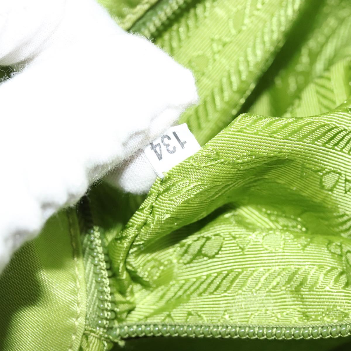 PRADA Shoulder Bag Nylon Green Silver Auth 184724A