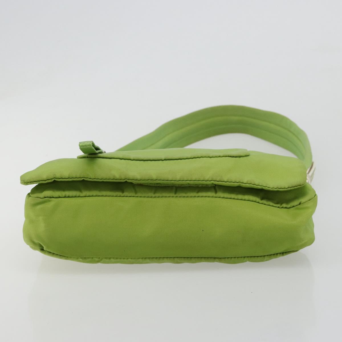 PRADA Shoulder Bag Nylon Green Silver Auth 184724A