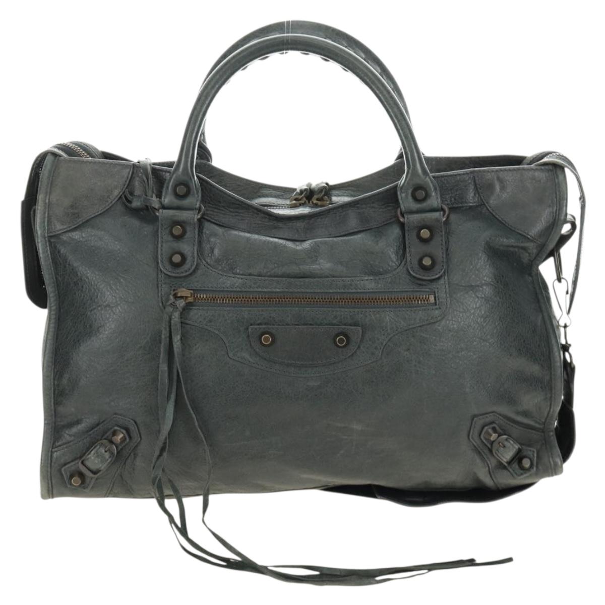 BALENCIAGA The City Hand Bag Leather 2way Gray 115748 Auth 184725SAM