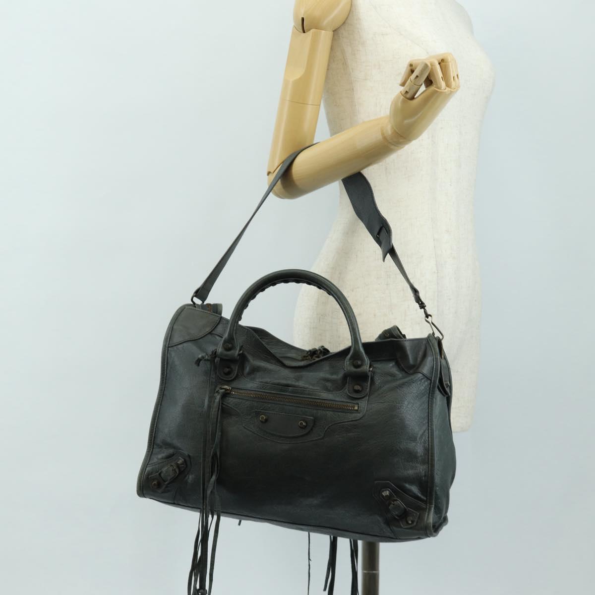 BALENCIAGA The City Hand Bag Leather 2way Gray 115748 Auth 184725SAM