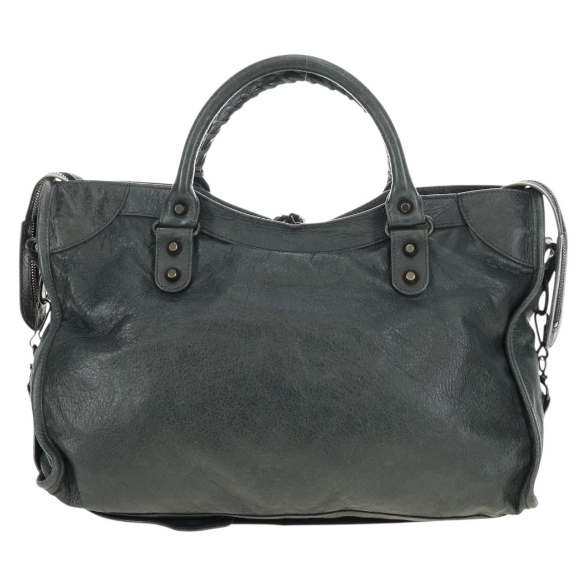BALENCIAGA The City Hand Bag Leather 2way Gray 115748 Auth 184725SAM
