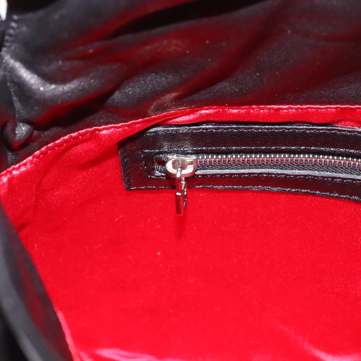 FENDI Mamma Baguette Shoulder Bag Leather Black Silver Auth 184726SAV