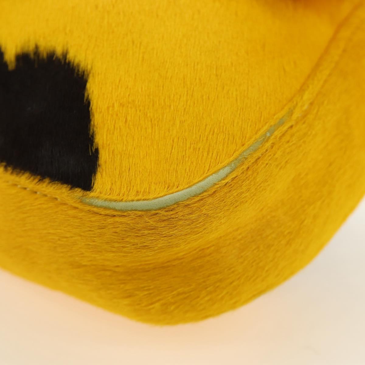 FENDI Mamma Baguette Shoulder Bag Harako leather Yellow Silver Auth 184727SAV