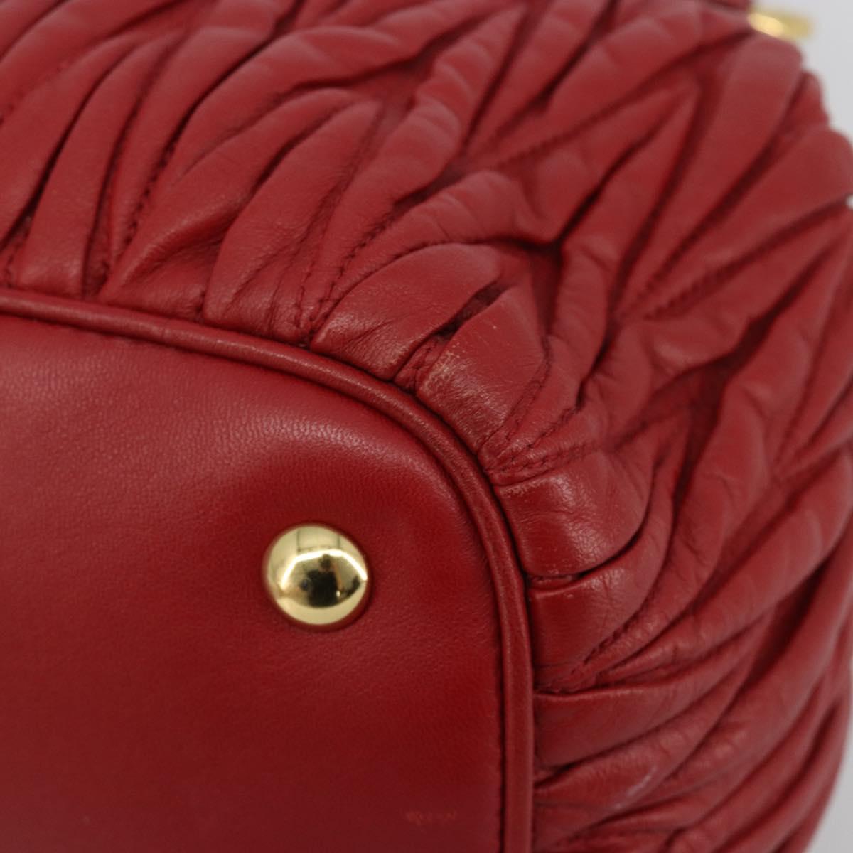 Miu Miu Matelasse Hand Bag Leather Red Gold Auth 184730V