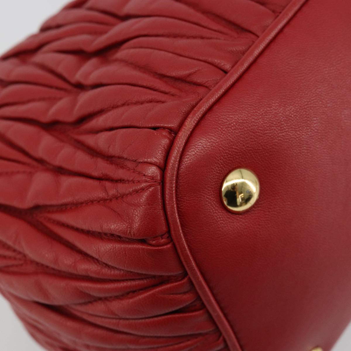 Miu Miu Matelasse Hand Bag Leather Red Gold Auth 184730V