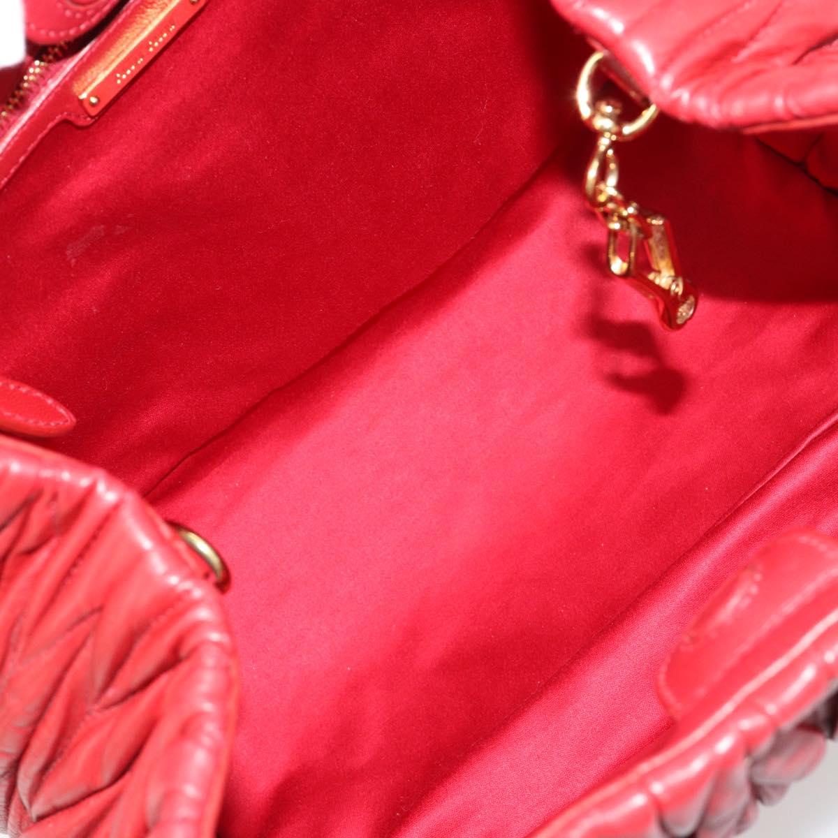 Miu Miu Matelasse Hand Bag Leather Red Gold Auth 184730V