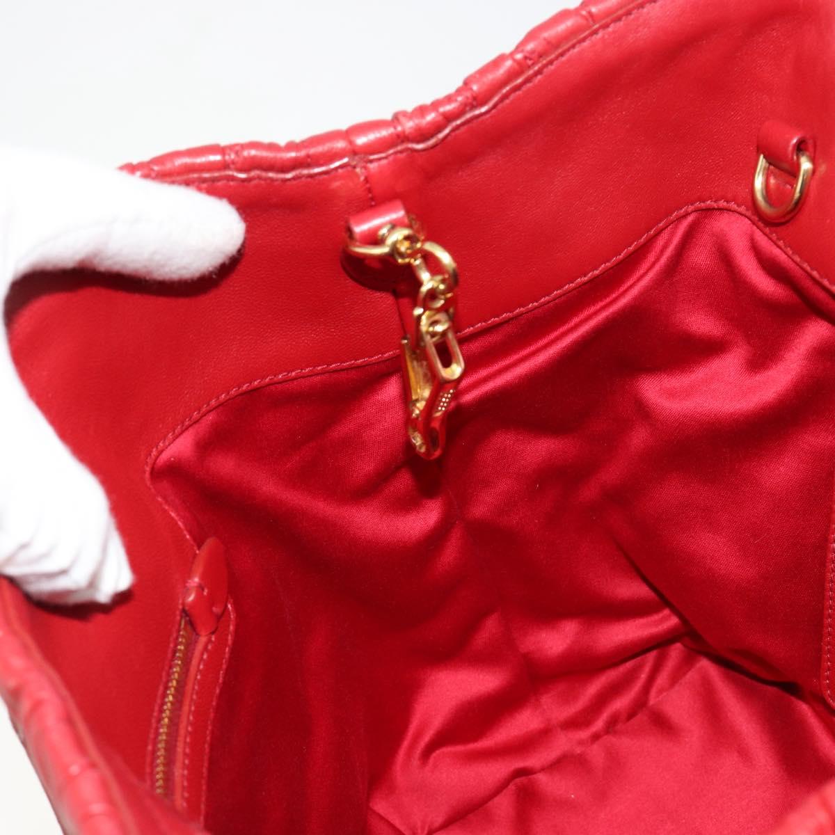 Miu Miu Matelasse Hand Bag Leather Red Gold Auth 184730V