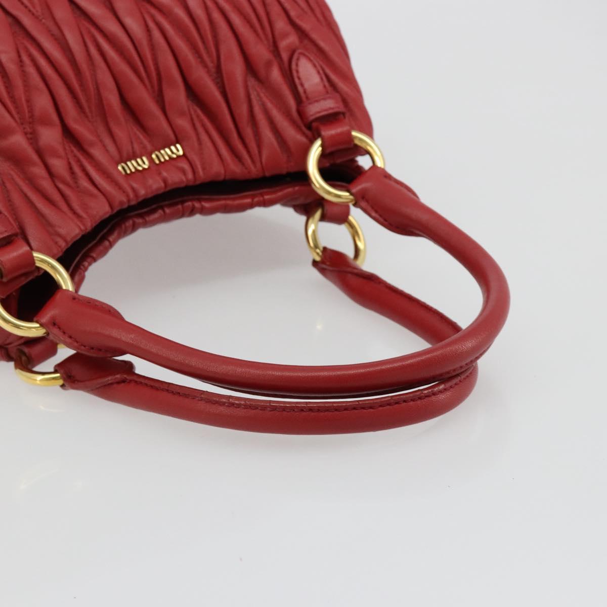 Miu Miu Matelasse Hand Bag Leather Red Gold Auth 184730V
