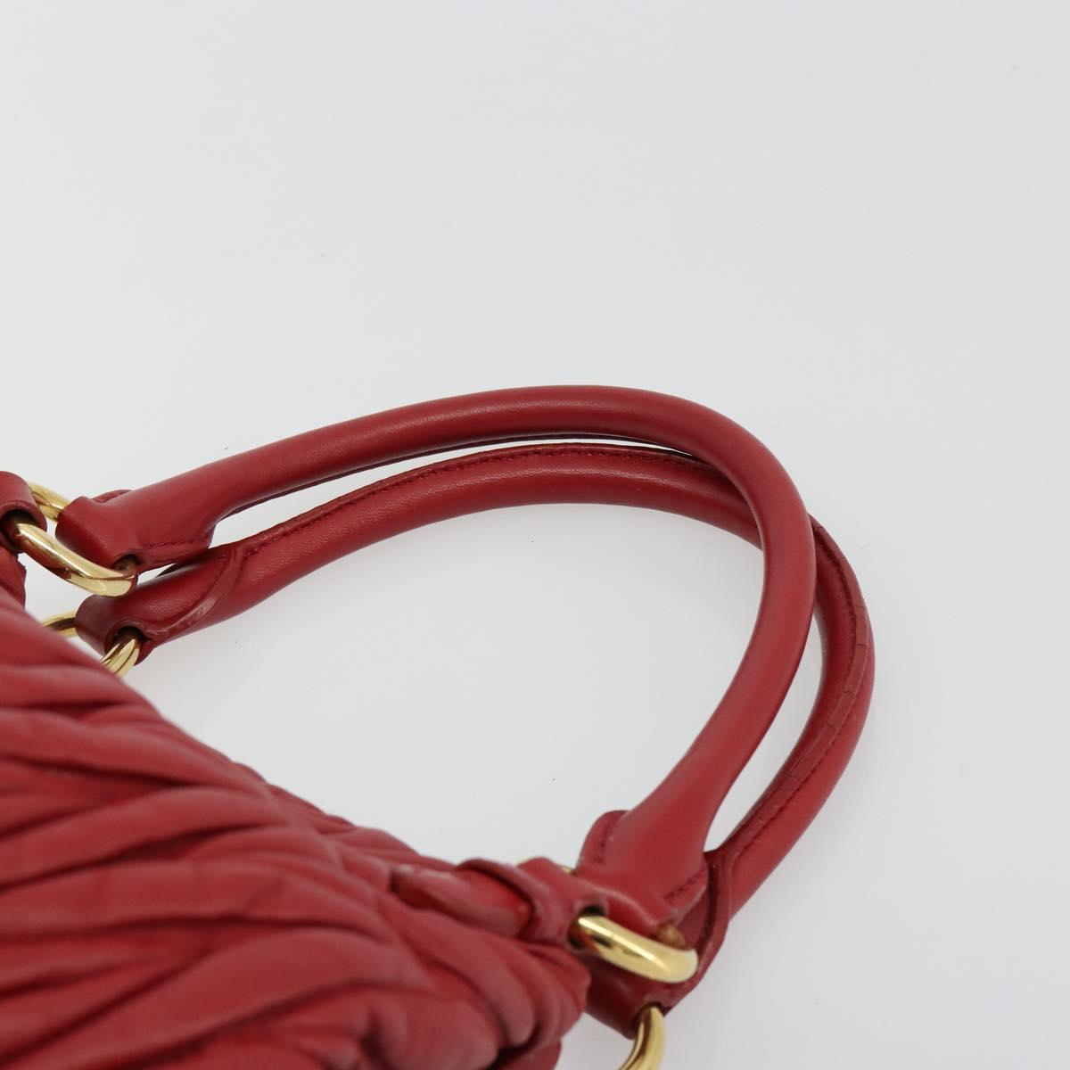 Miu Miu Matelasse Hand Bag Leather Red Gold Auth 184730V