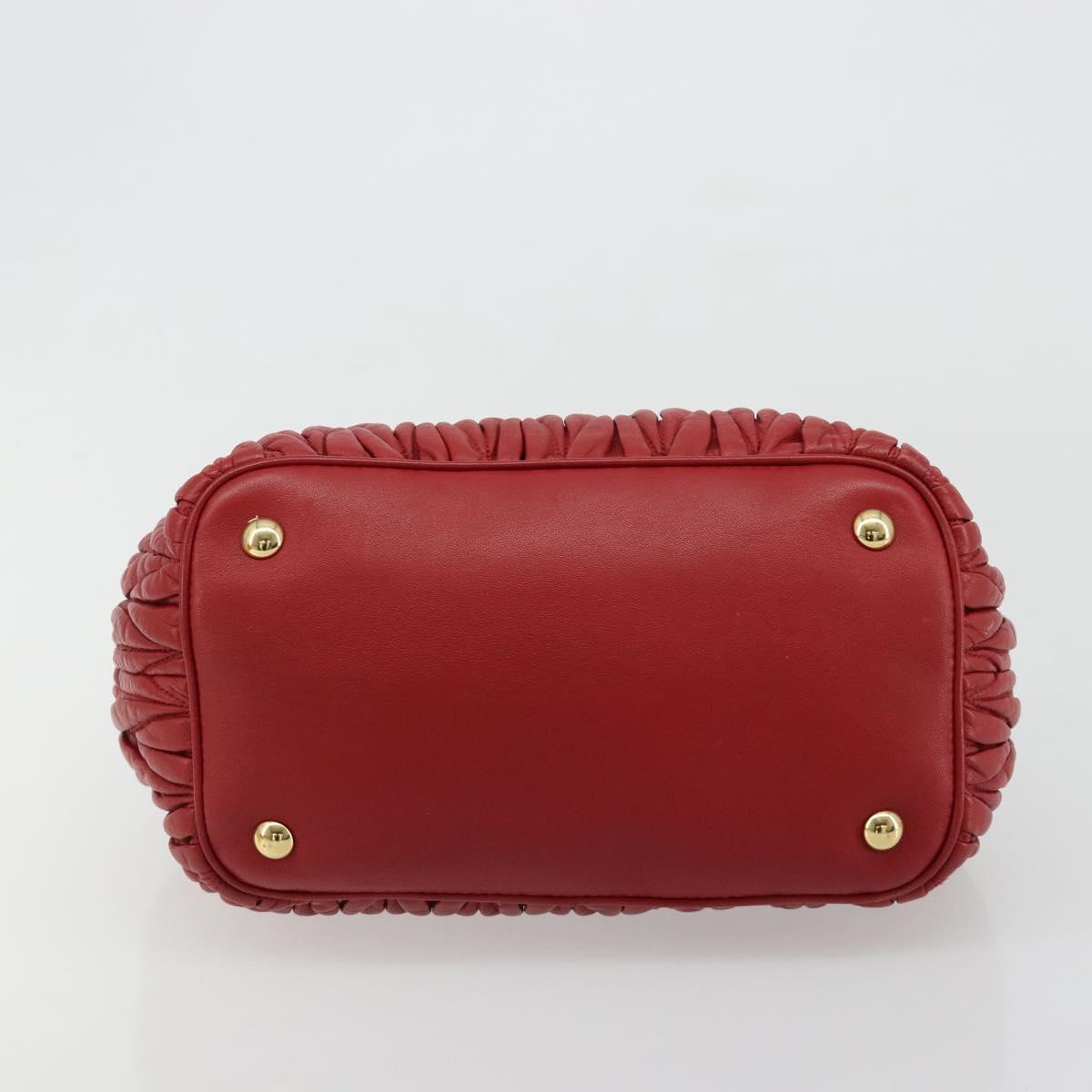 Miu Miu Matelasse Hand Bag Leather Red Gold Auth 184730V