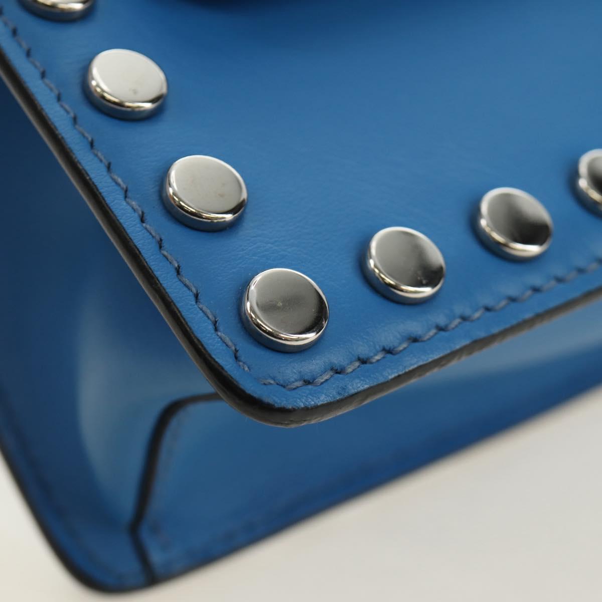 PRADA Shoulder Bag Leather Blue Silver Auth 184732M