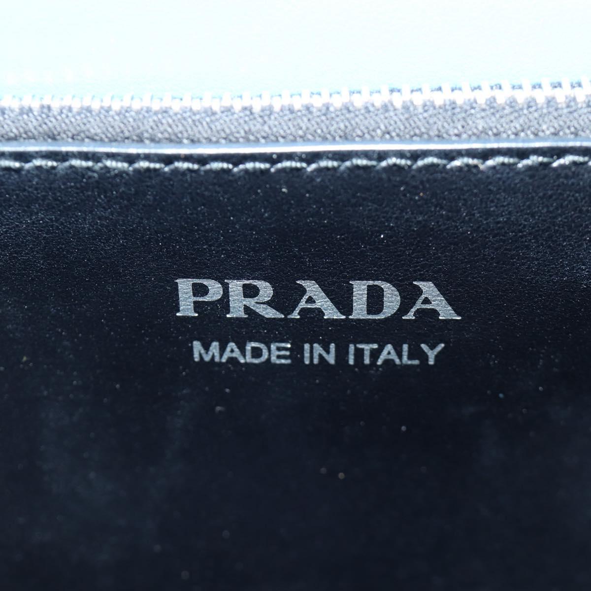 PRADA Shoulder Bag Leather Blue Silver Auth 184732M