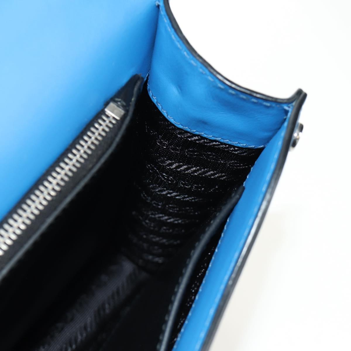 PRADA Shoulder Bag Leather Blue Silver Auth 184732M