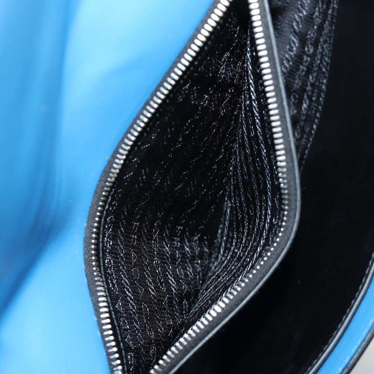PRADA Shoulder Bag Leather Blue Silver Auth 184732M