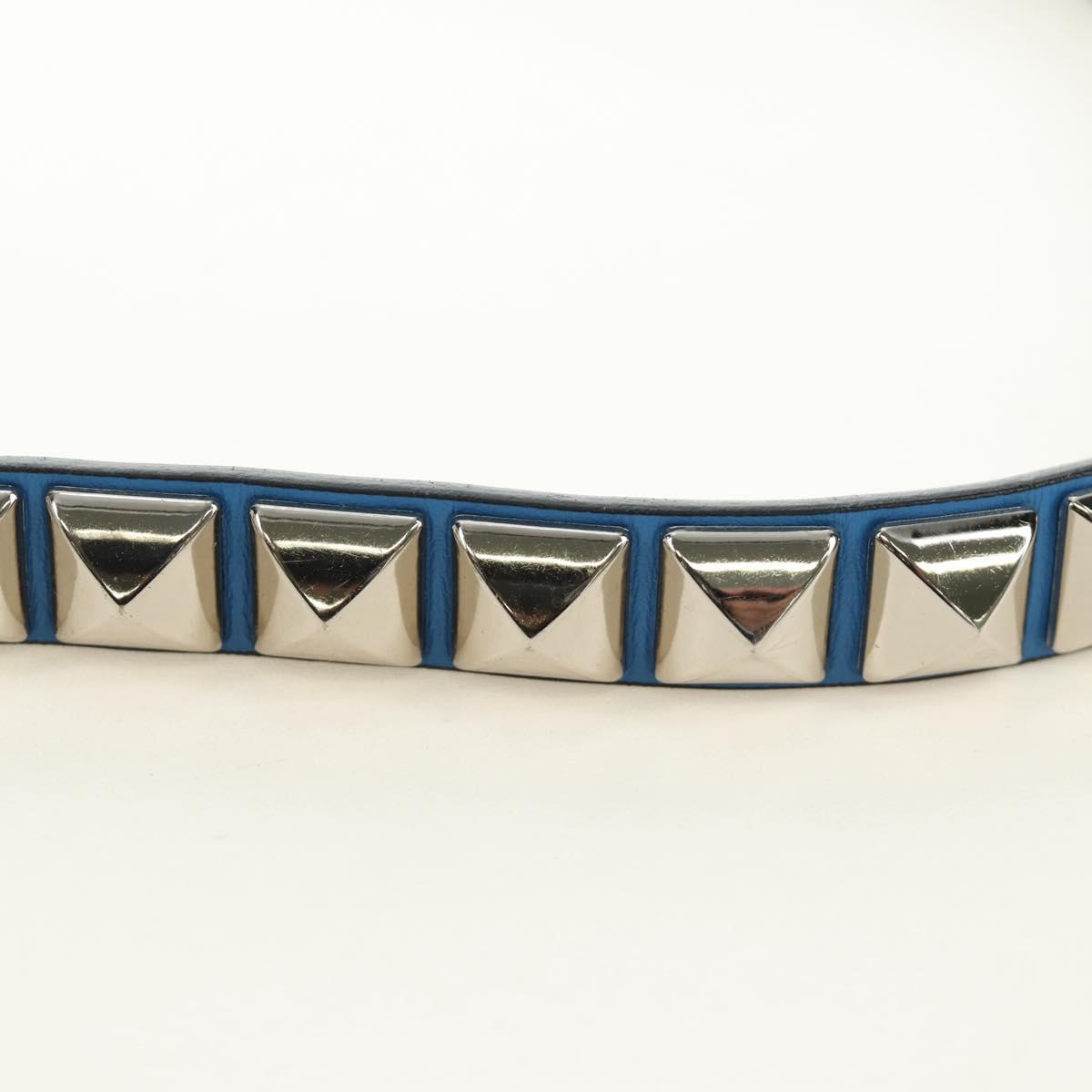 PRADA Shoulder Bag Leather Blue Silver Auth 184732M