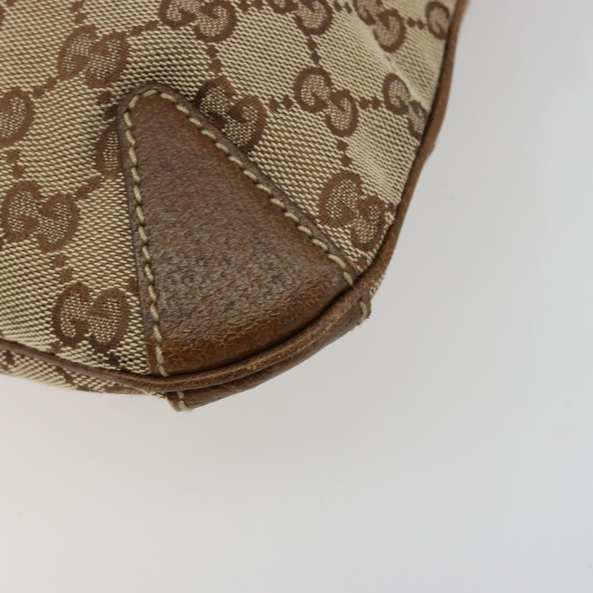 GUCCI GG Canvas Horsebit Shoulder Bag Beige Gold 145826 Auth 184733A