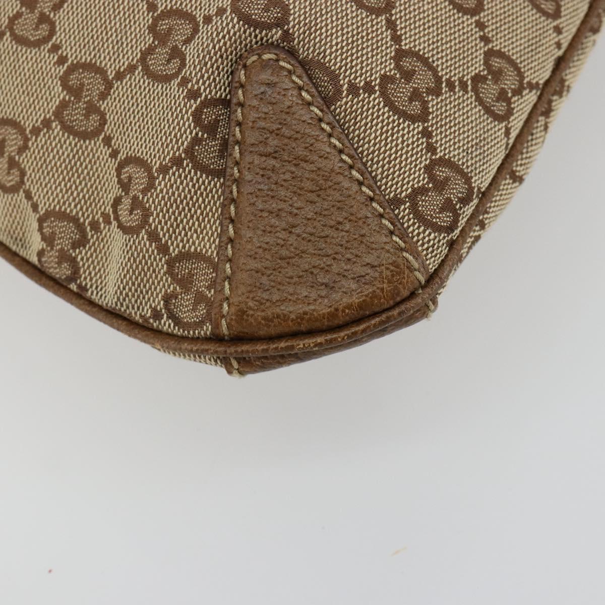 GUCCI GG Canvas Horsebit Shoulder Bag Beige Gold 145826 Auth 184733A