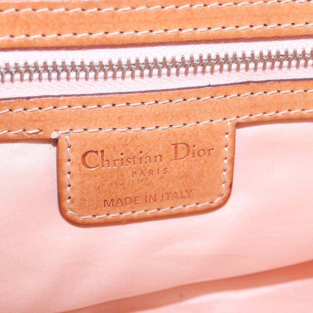 Christian Dior Trotter Canvas Romantic Chain Hand Bag Ivory Silver Auth 184735A