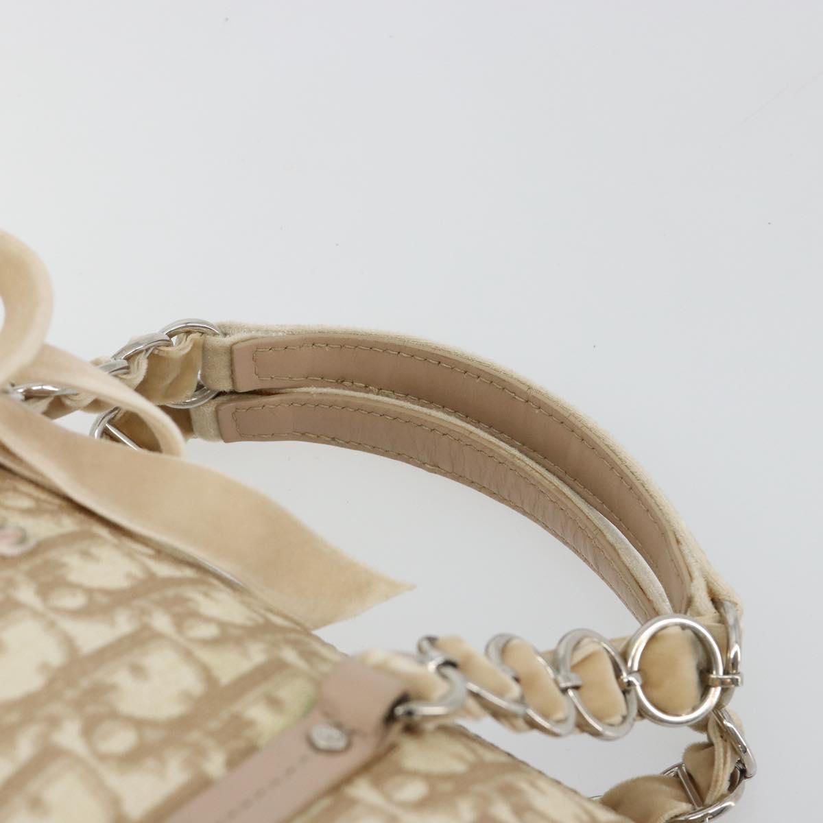Christian Dior Trotter Canvas Romantic Chain Bag PVC Ivory Silver Auth 184736