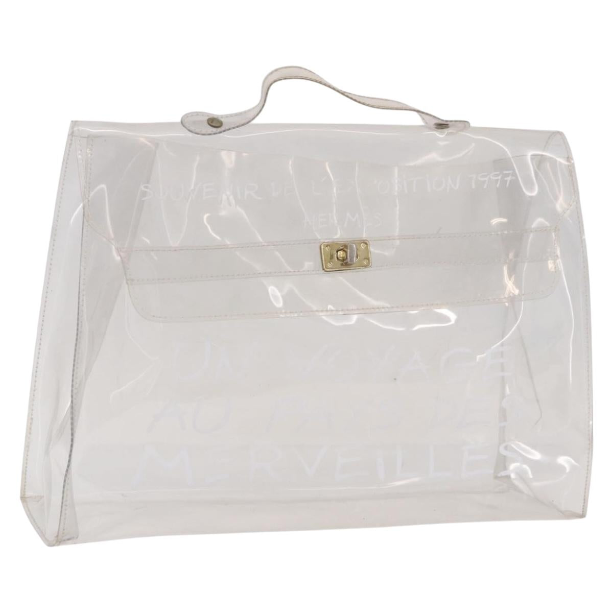 HERMES Vinyl Kelly Hand Bag Vinyl Clear Auth 184746