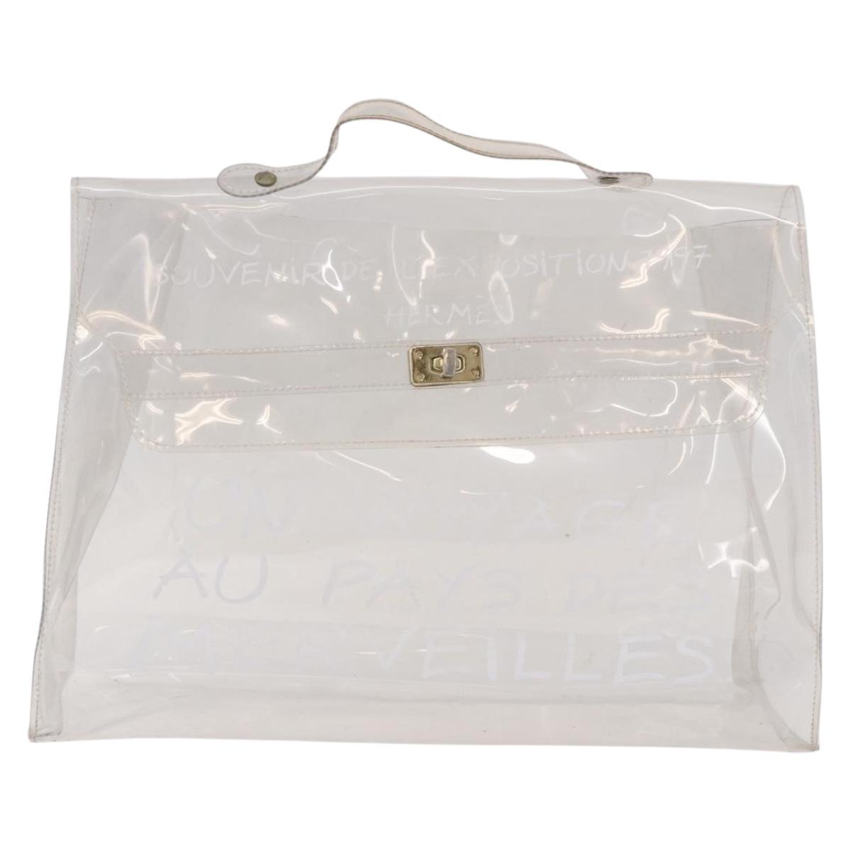 HERMES Vinyl Kelly Hand Bag Vinyl Clear Auth 184746