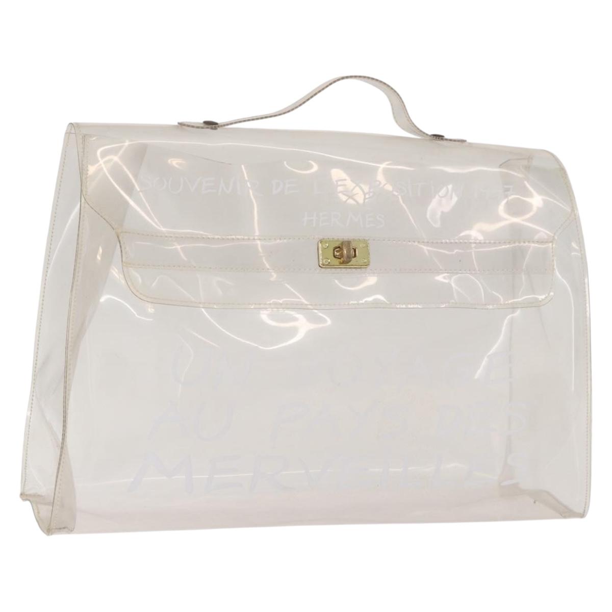 HERMES Vinyl Kelly Hand Bag Vinyl Clear Auth 184747