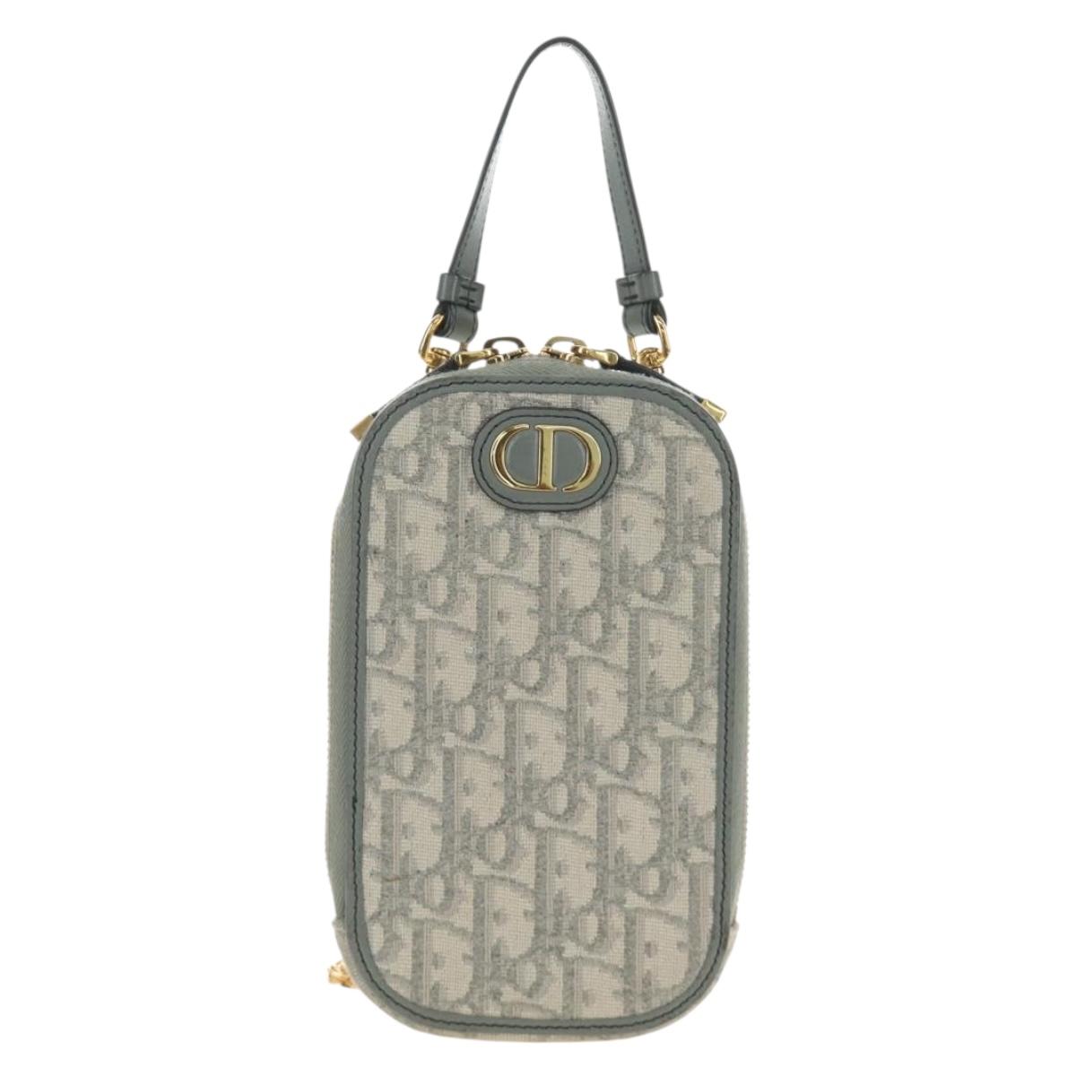 Christian Dior Oblique 30 Phone Case Trotter Canvas Chain Bag Gray Auth 184749M