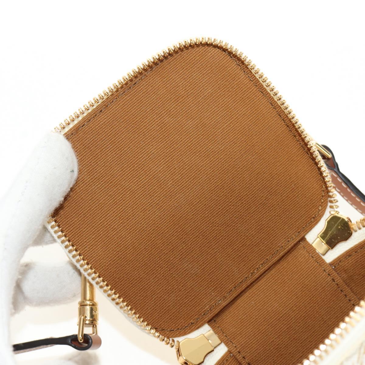 CELINE Triomphe Vanity Shoulder Bag PVC 2way White Gold Auth 184750SAM