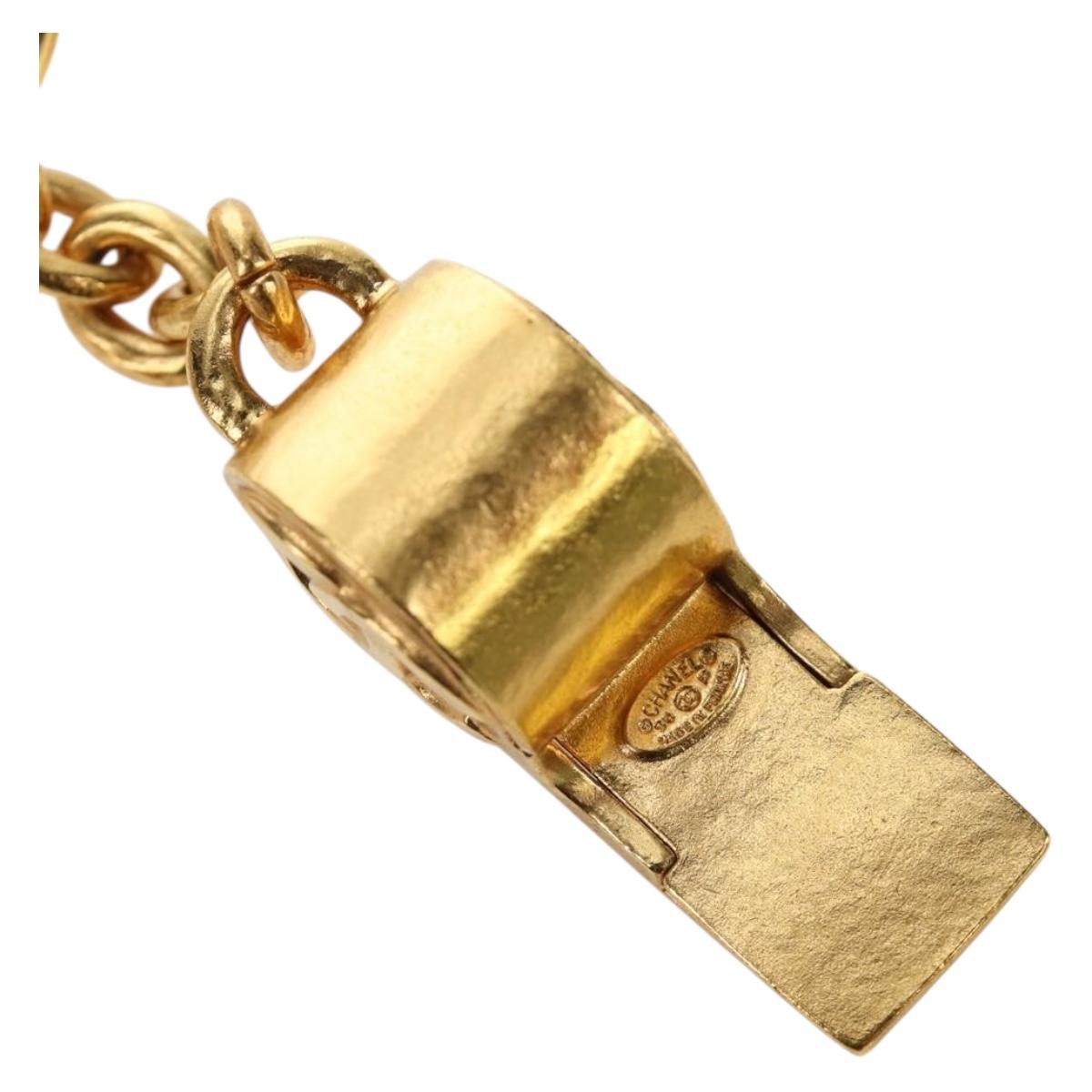 CHANEL COCO Mark Whistle Key Holder metal Gold Auth 184755M