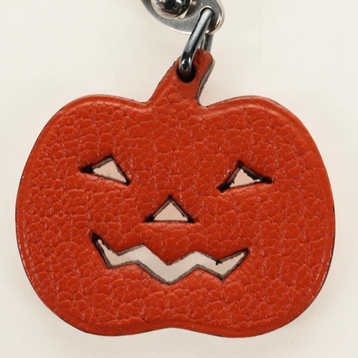 HERMES Pumpkin Bag Charm Leather Orange Auth 184757M