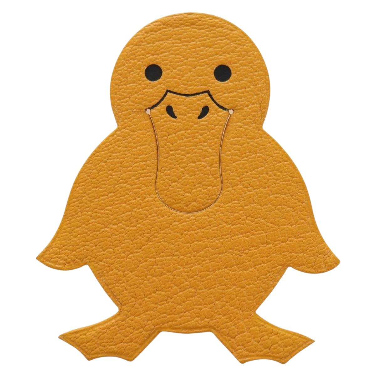 HERMES Duck Pika Book Bookmark Leather Yellow Auth 184759M