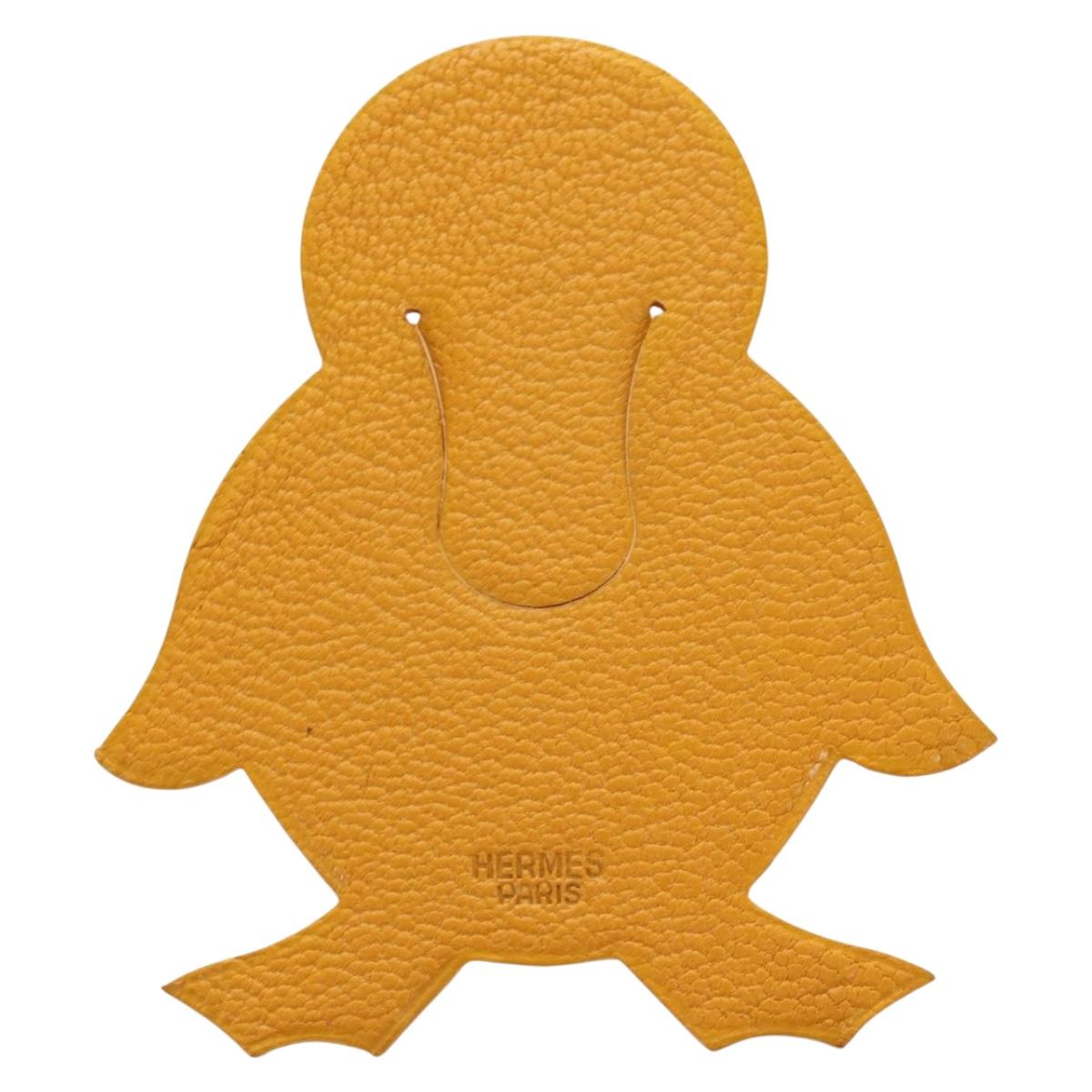 HERMES Duck Pika Book Bookmark Leather Yellow Auth 184759M