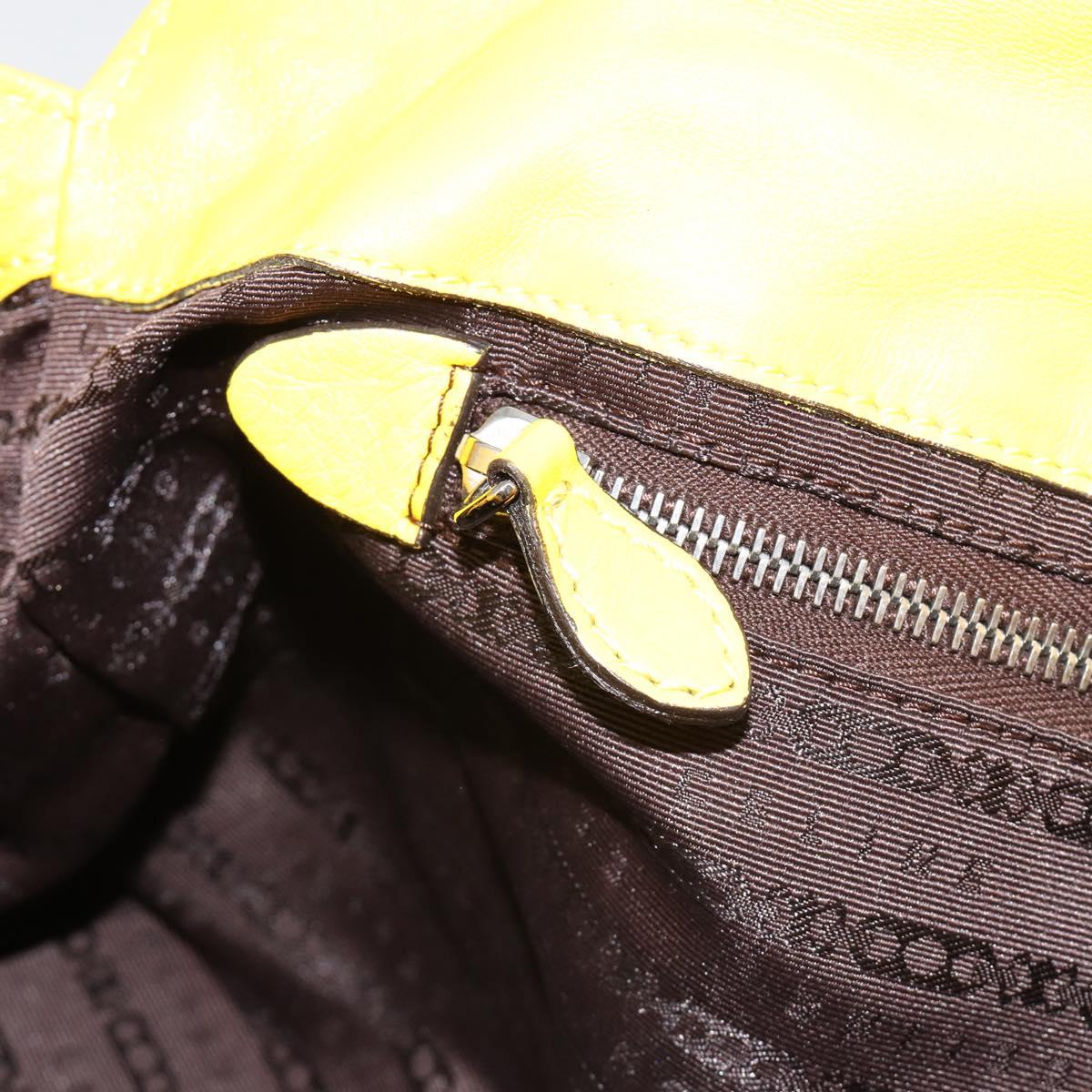 CELINE Hand Bag Leather Yellow Silver Auth 184774