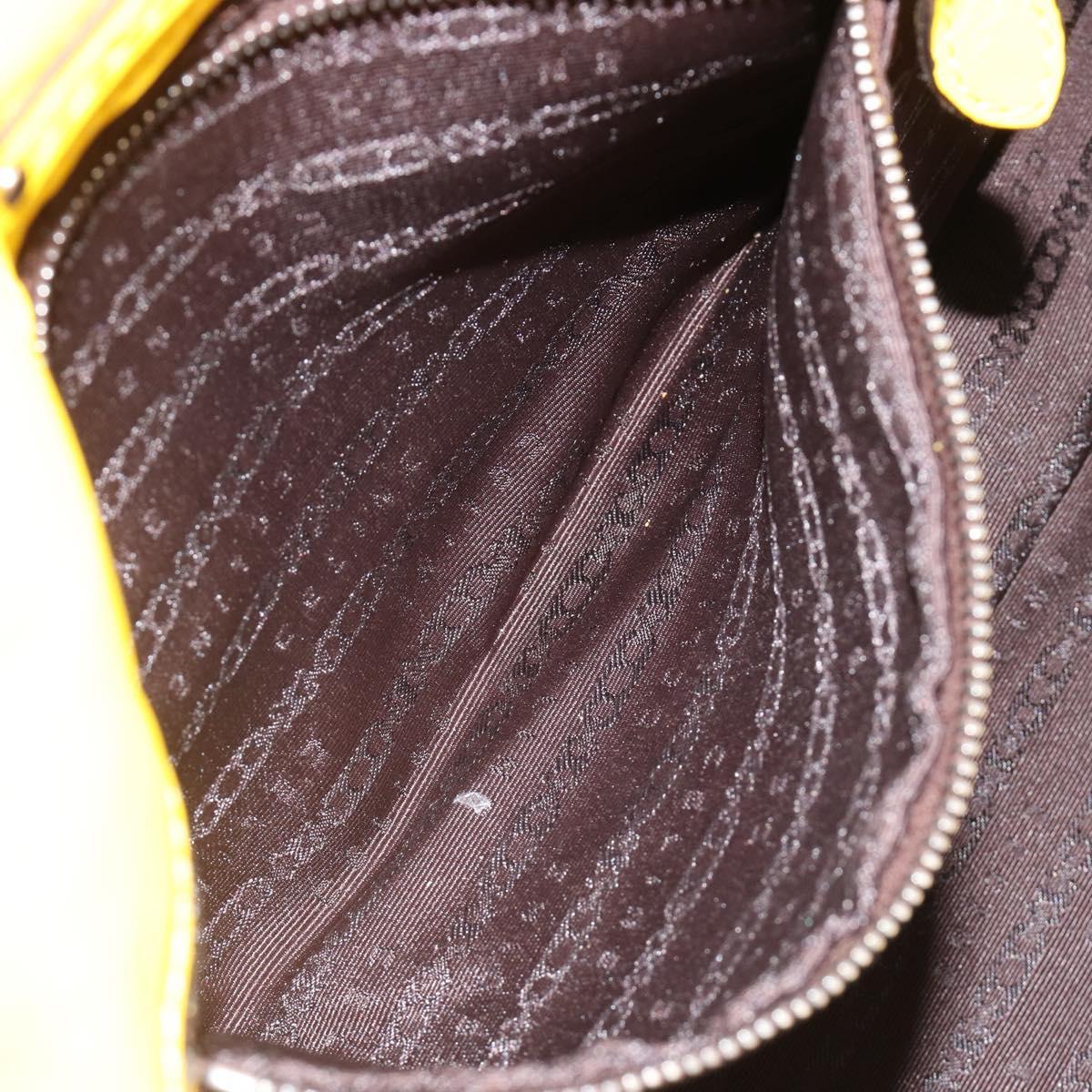 CELINE Hand Bag Leather Yellow Silver Auth 184774