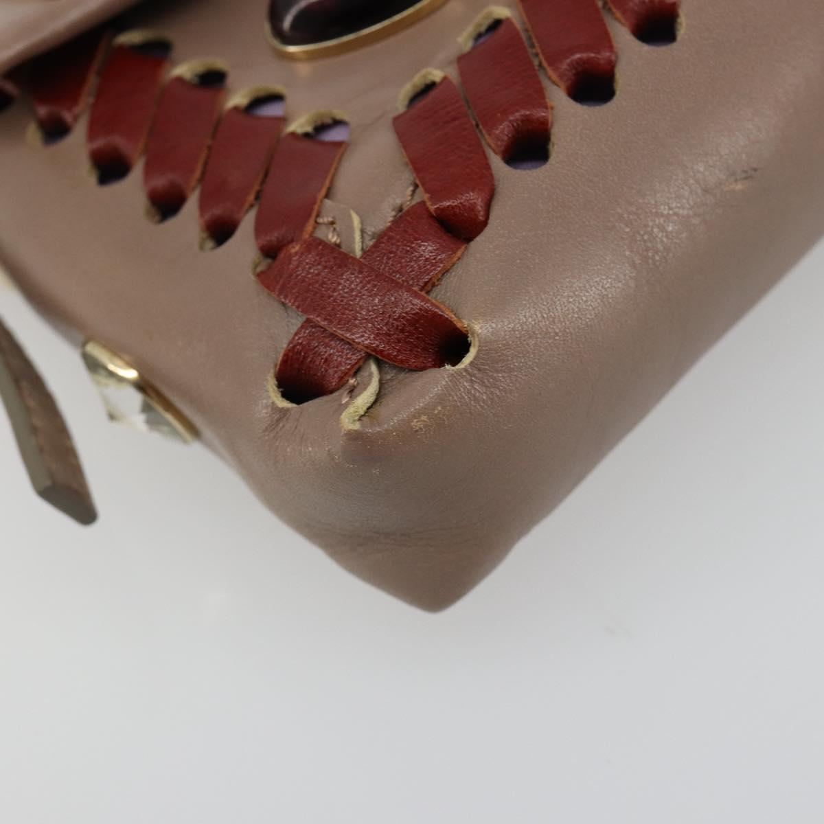 FENDI Jeweled Mini Stitch Baguette Pouch Leather Purple Gold Auth 184775SM