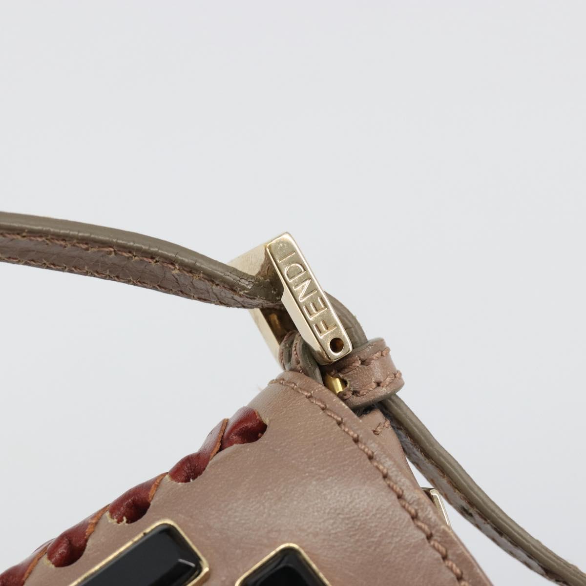 FENDI Jeweled Mini Stitch Baguette Pouch Leather Purple Gold Auth 184775A