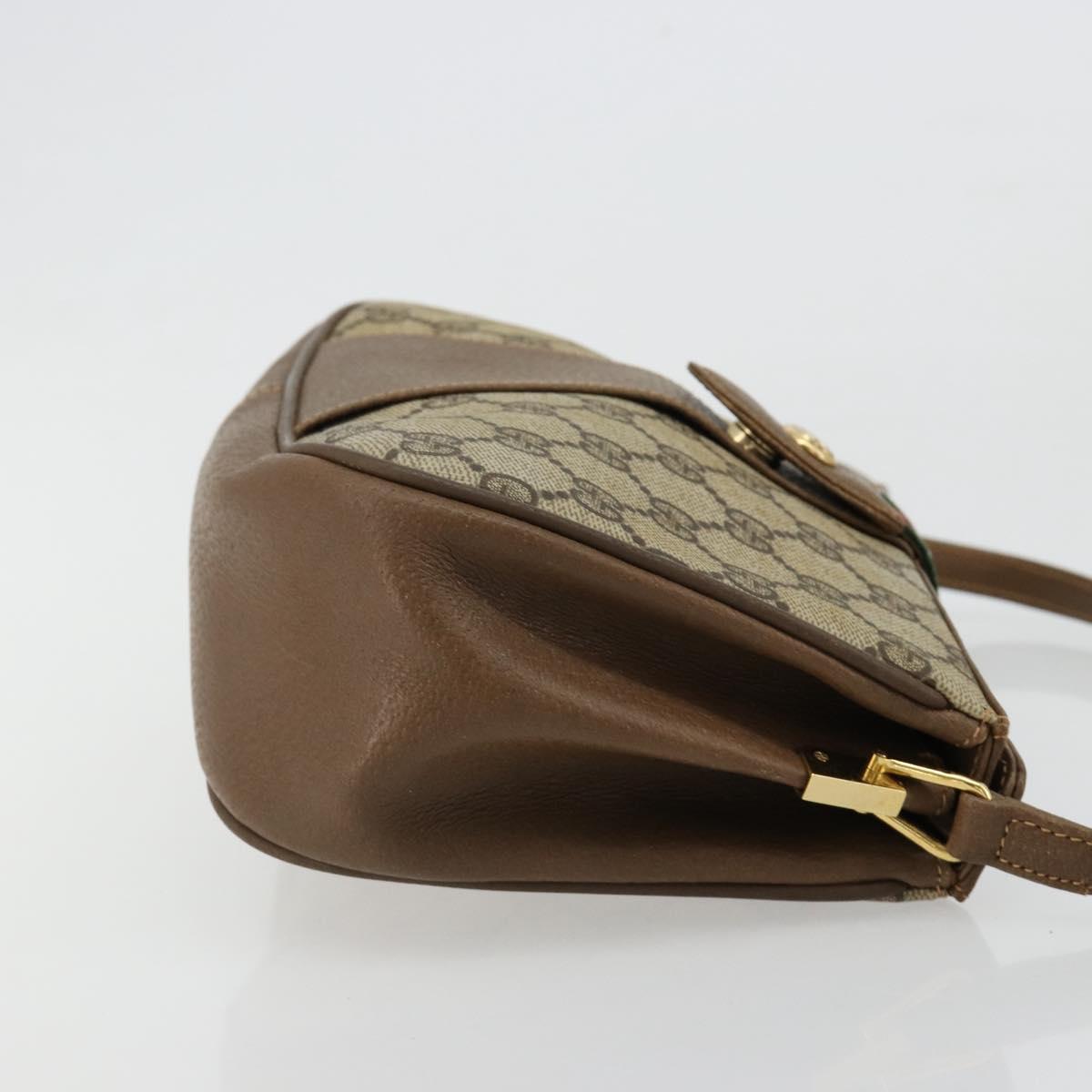 GUCCI GG Supreme Web Sherry Line Bag PVC Beige Gold 72 02 024 Auth 184776A