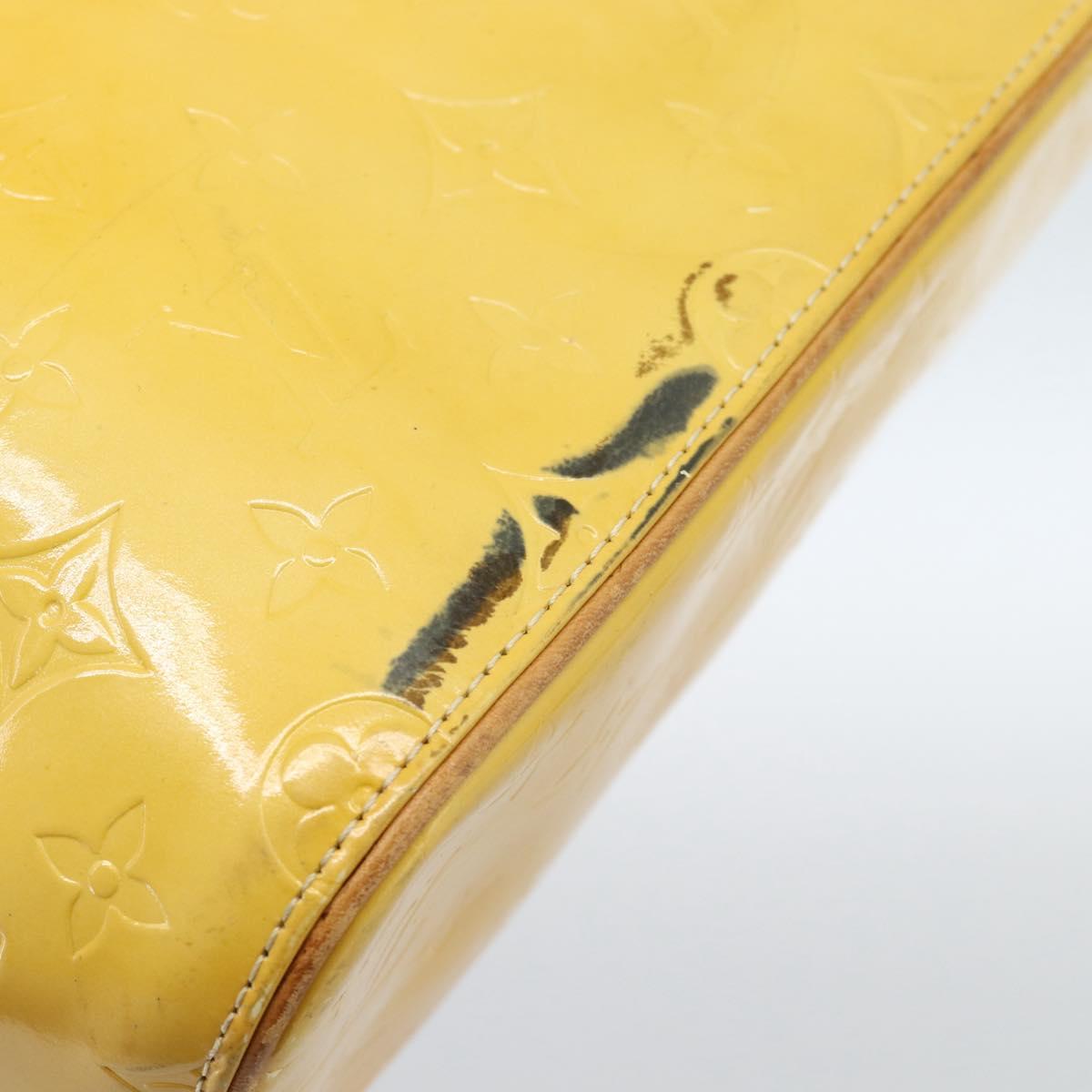 LOUIS VUITTON Monogram Vernis Houston Hand Bag Lime Yellow M91055 LV Auth 184778